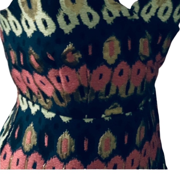 Anthropologie HD in Paris Yana Jacquard Peplum Top Blue Metallic Size 4 - Picture 8 of 16